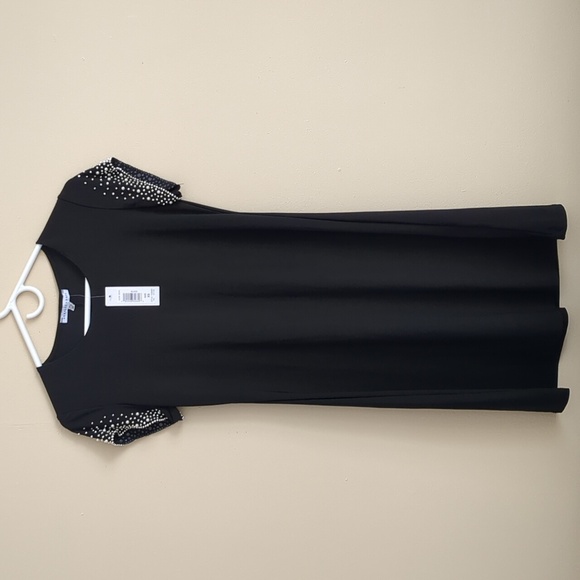 NWT Annalee + Hope XS Black Stretchy Dress with Blingy Sleeves - Picture 1 of 14